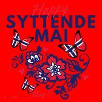 Happy Syttende Mai 17 May Norway Rosemaling Butterflies Flag Santa Hat thumb 1