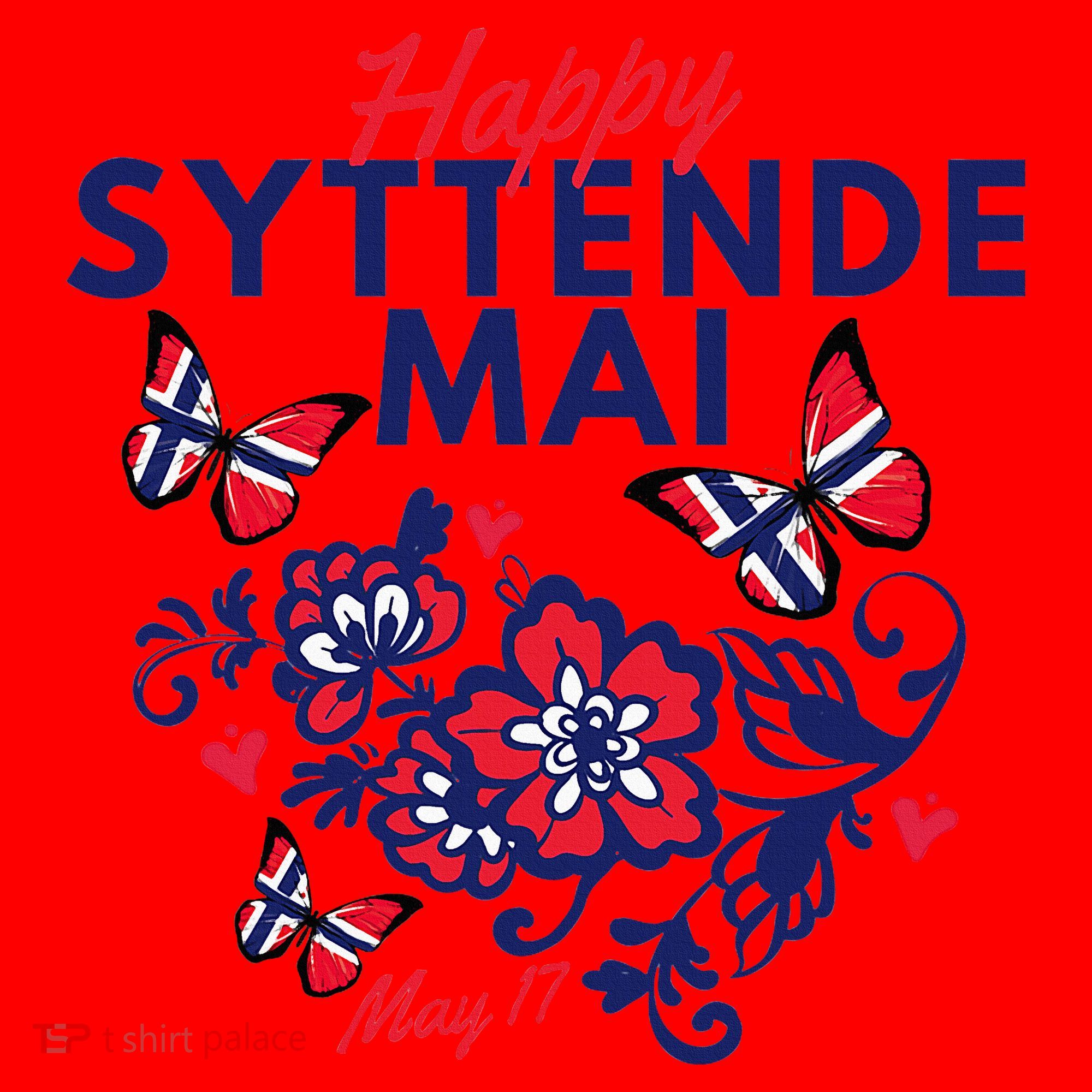 Happy Syttende Mai 17 May Norway Rosemaling Butterflies Flag Santa Hat