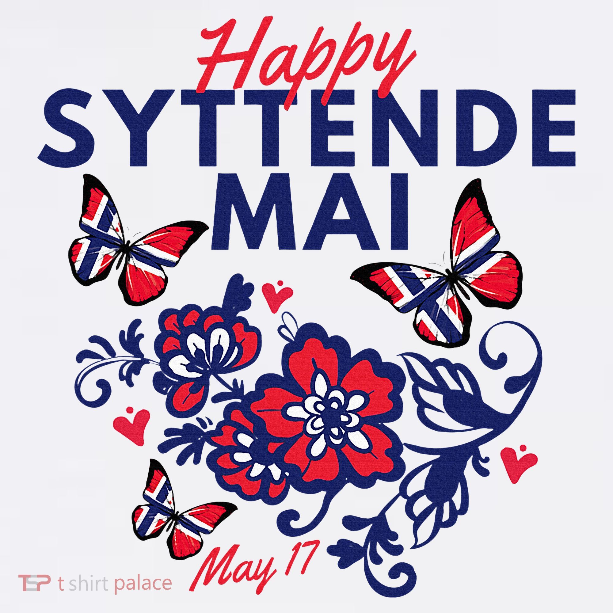 Happy Syttende Mai 17 May Norway Rosemaling Butterflies Flag Women's Hoodie