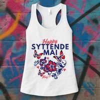Happy Syttende Mai 17 May Norway Rosemaling Butterflies Flag Women's Tank Top thumb 3