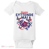 Happy Syttende Mai 17 May Norway Rosemaling Butterflies Flag Baby Bodysuit thumb 0