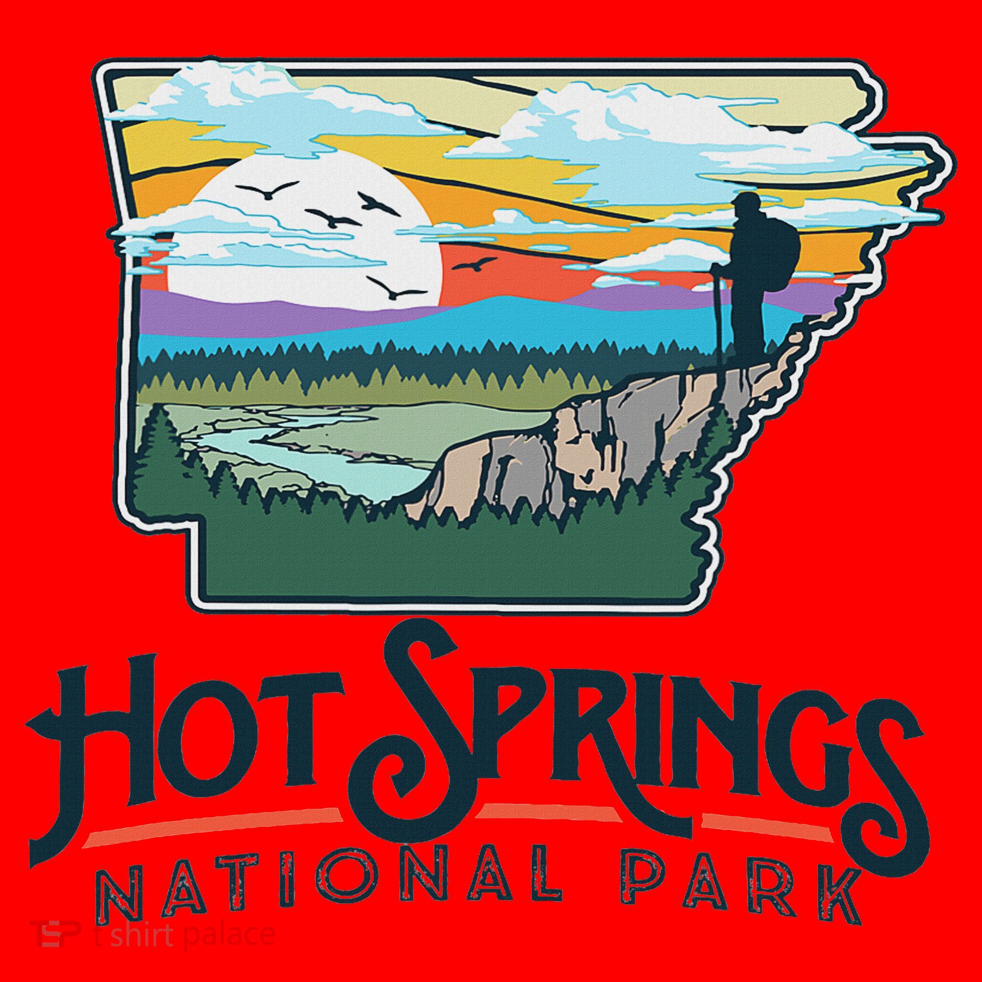 Hot Springs National Park Arkansas Nature Illustration Santa Hat