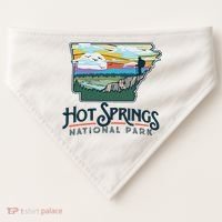 Hot Springs National Park Arkansas Nature Illustration USA-Made Doggie Bandana thumb 0