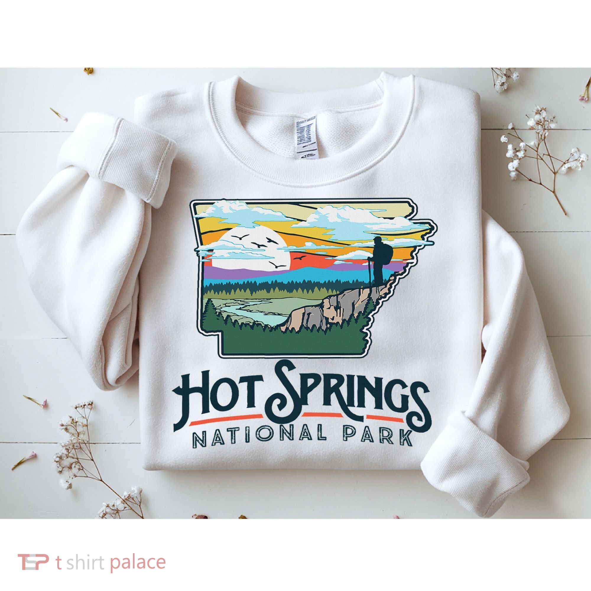 Hot Springs National Park Arkansas Nature Illustration Sweatshirt