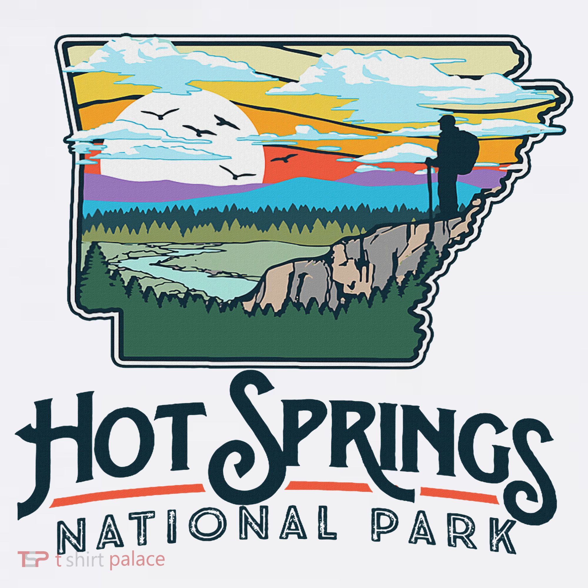 Hot Springs National Park Arkansas Nature Illustration Women's Hoodie