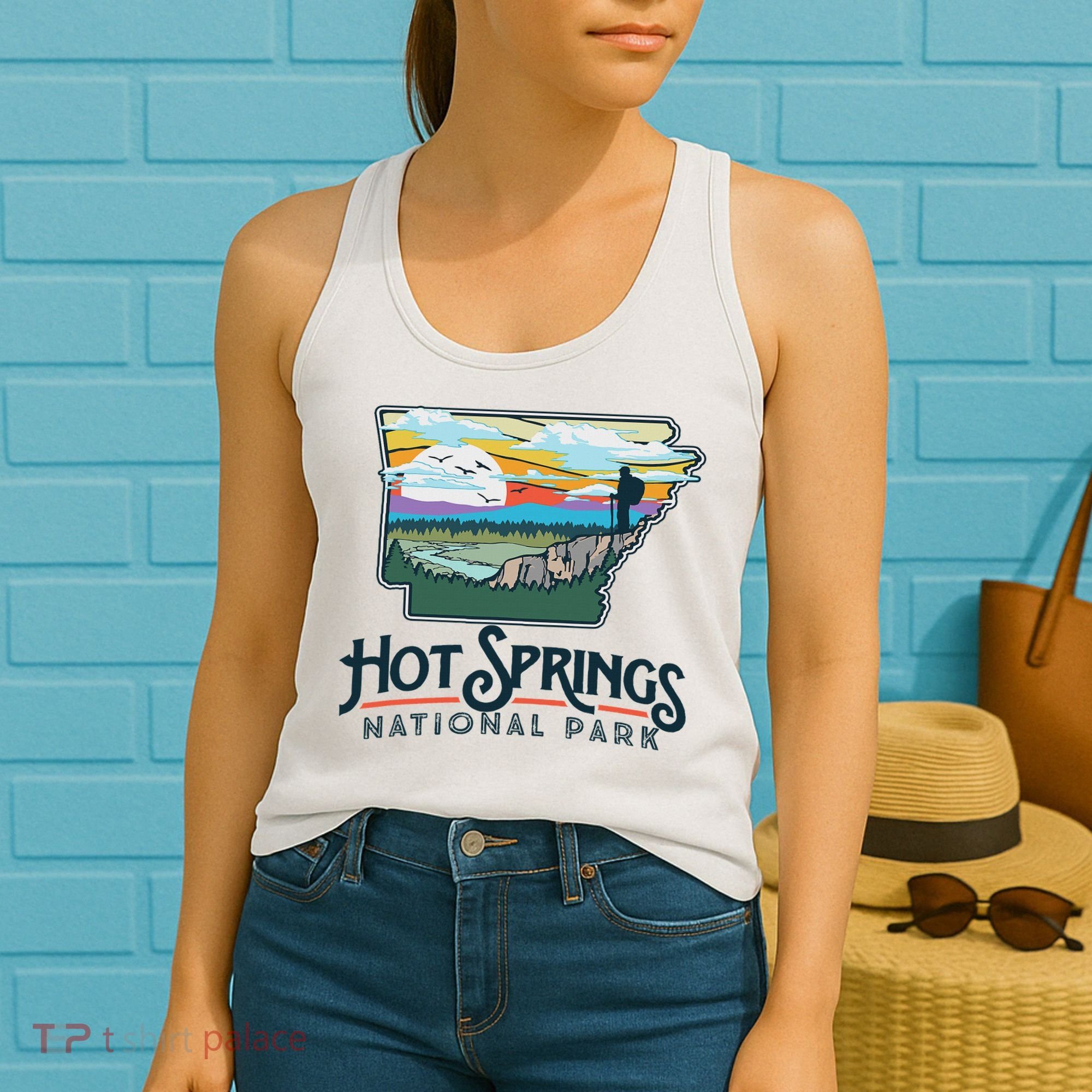 Hot Springs National Park Arkansas Nature Illustration Women's Tank Top