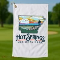 Hot Springs National Park Arkansas Nature Illustration Golf Towel thumb 1