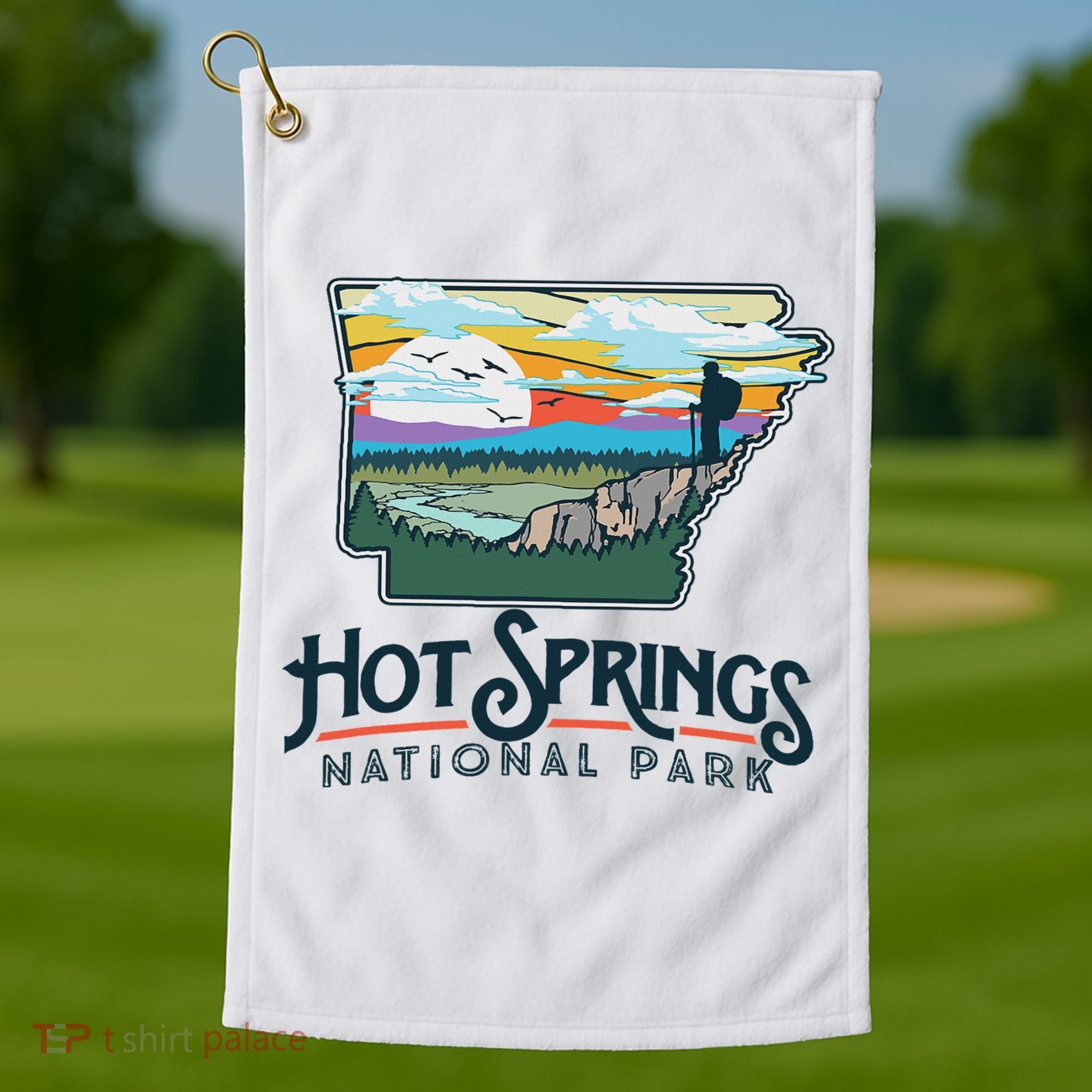 Hot Springs National Park Arkansas Nature Illustration Golf Towel