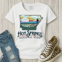 Hot Springs National Park Arkansas Nature Illustration Women's T-Shirt thumb 3