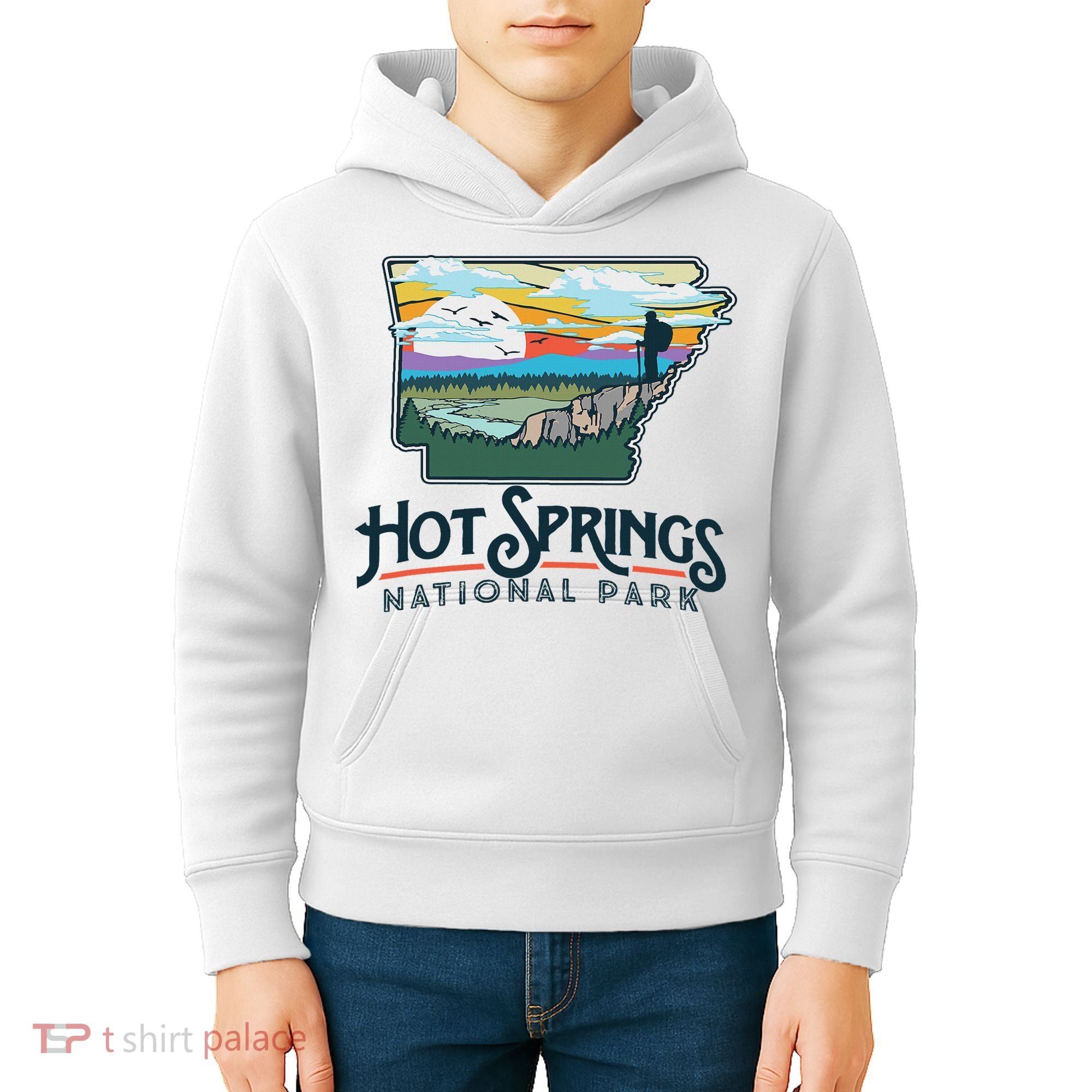 Hot Springs National Park Arkansas Nature Illustration Kids Hoodie