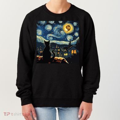 Halloween Starry Night Black Cat Comma La Kamala Harris Women's Sweatshirt
