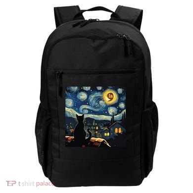 Halloween Starry Night Black Cat Comma La Kamala Harris Backpack