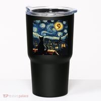 Halloween Starry Night Black Cat Comma La Kamala Harris Tumbler thumb 0