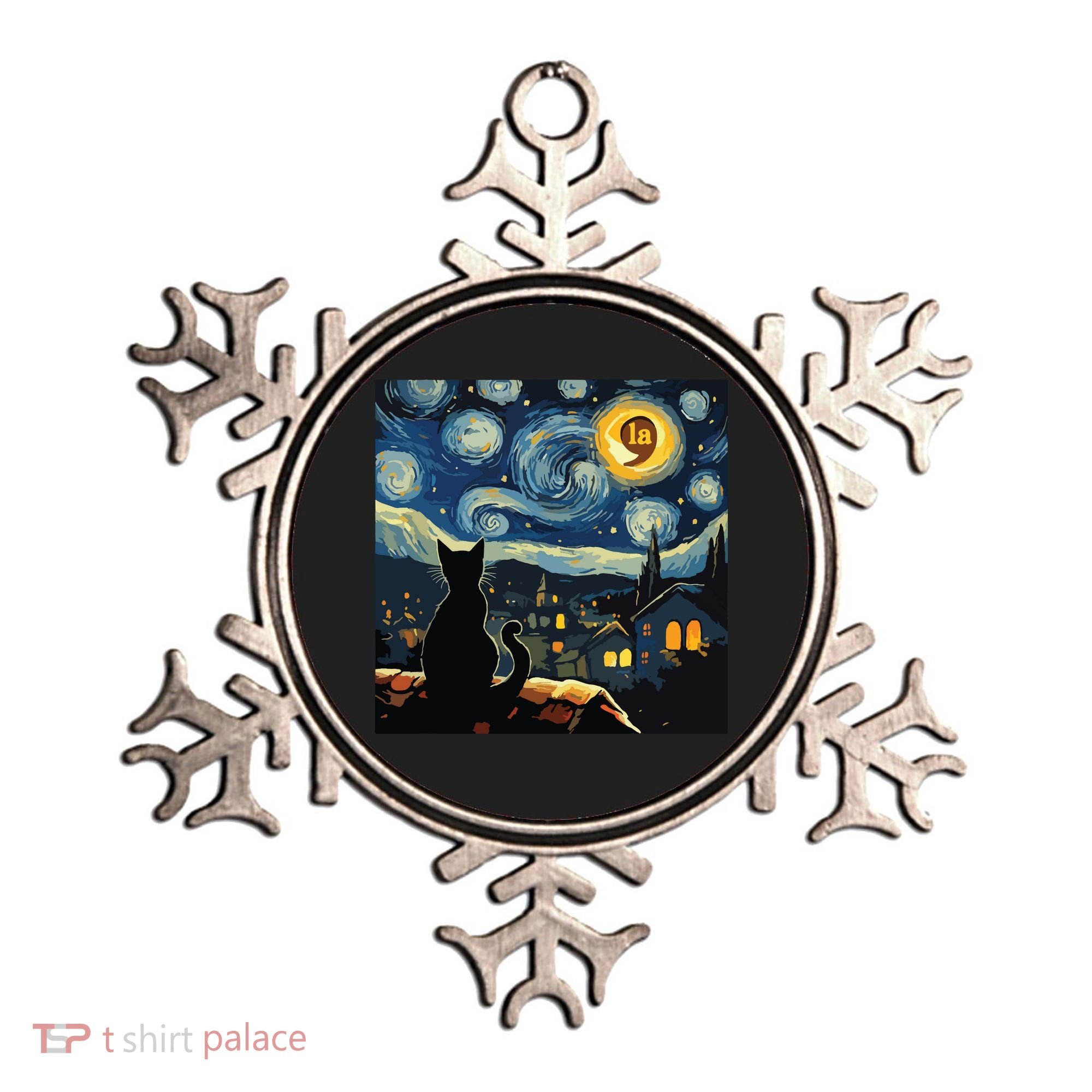 Halloween Starry Night Black Cat Comma La Kamala Harris Ornament