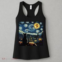 Halloween Starry Night Black Cat Comma La Kamala Harris Women's Tank Top thumb 3