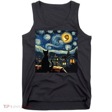 Halloween Starry Night Black Cat Comma La Kamala Harris Tank Top