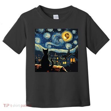 Halloween Starry Night Black Cat Comma La Kamala Harris Toddler T-Shirt
