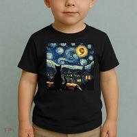 Halloween Starry Night Black Cat Comma La Kamala Harris Toddler T-Shirt thumb 2