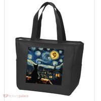 Halloween Starry Night Black Cat Comma La Kamala Harris Tote Bag thumb 3