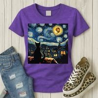 Halloween Starry Night Black Cat Comma La Kamala Harris Women's T-Shirt thumb 3