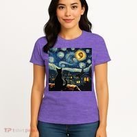 Halloween Starry Night Black Cat Comma La Kamala Harris Women's T-Shirt thumb 4