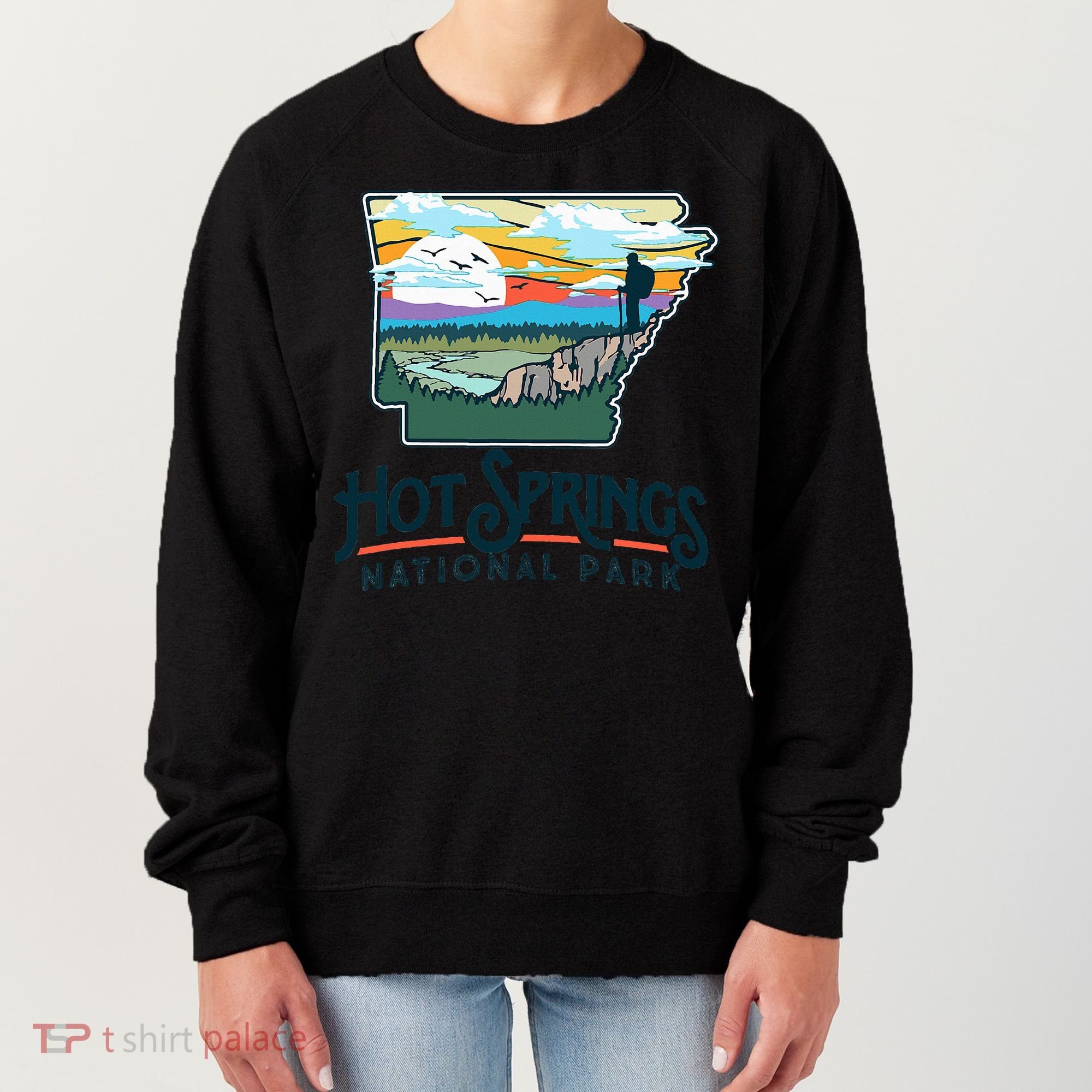 Hot Springs National Park Arkansas Nature Illustration  Women's Sweatshirt