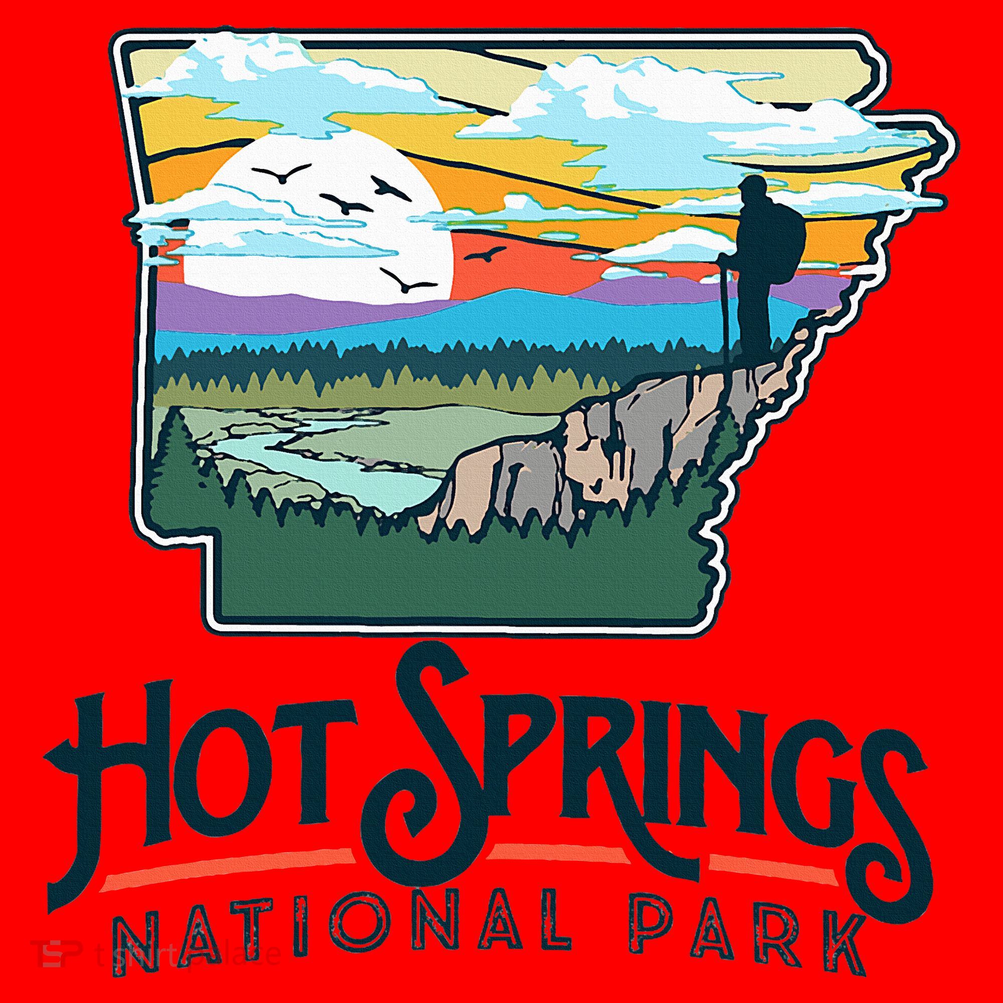 Hot Springs National Park Arkansas Nature Illustration  Santa Hat