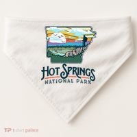 Hot Springs National Park Arkansas Nature Illustration  USA-Made Doggie Bandana thumb 0
