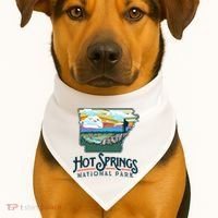 Hot Springs National Park Arkansas Nature Illustration  USA-Made Doggie Bandana thumb 1