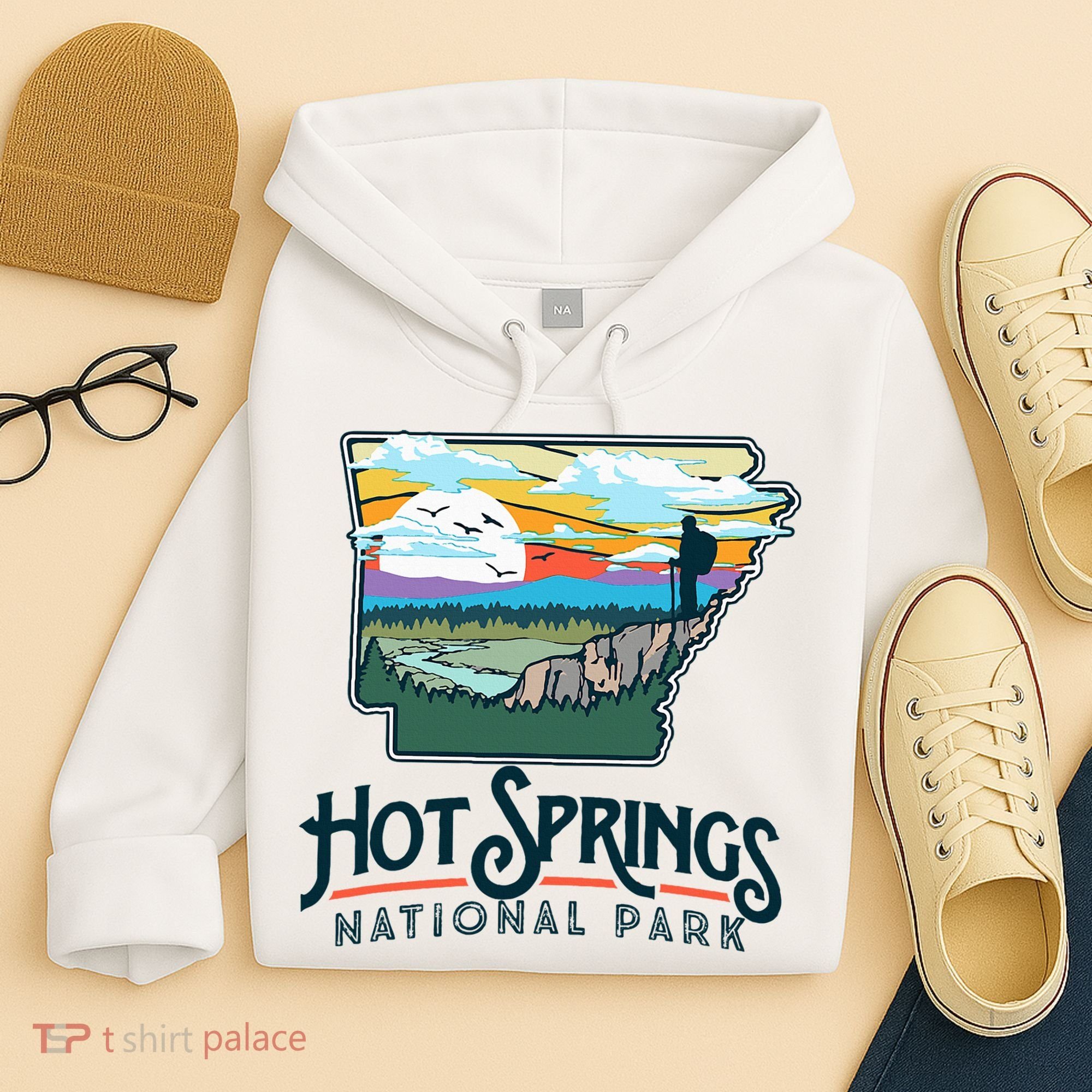 Hot Springs National Park Arkansas Nature Illustration  Hoodie