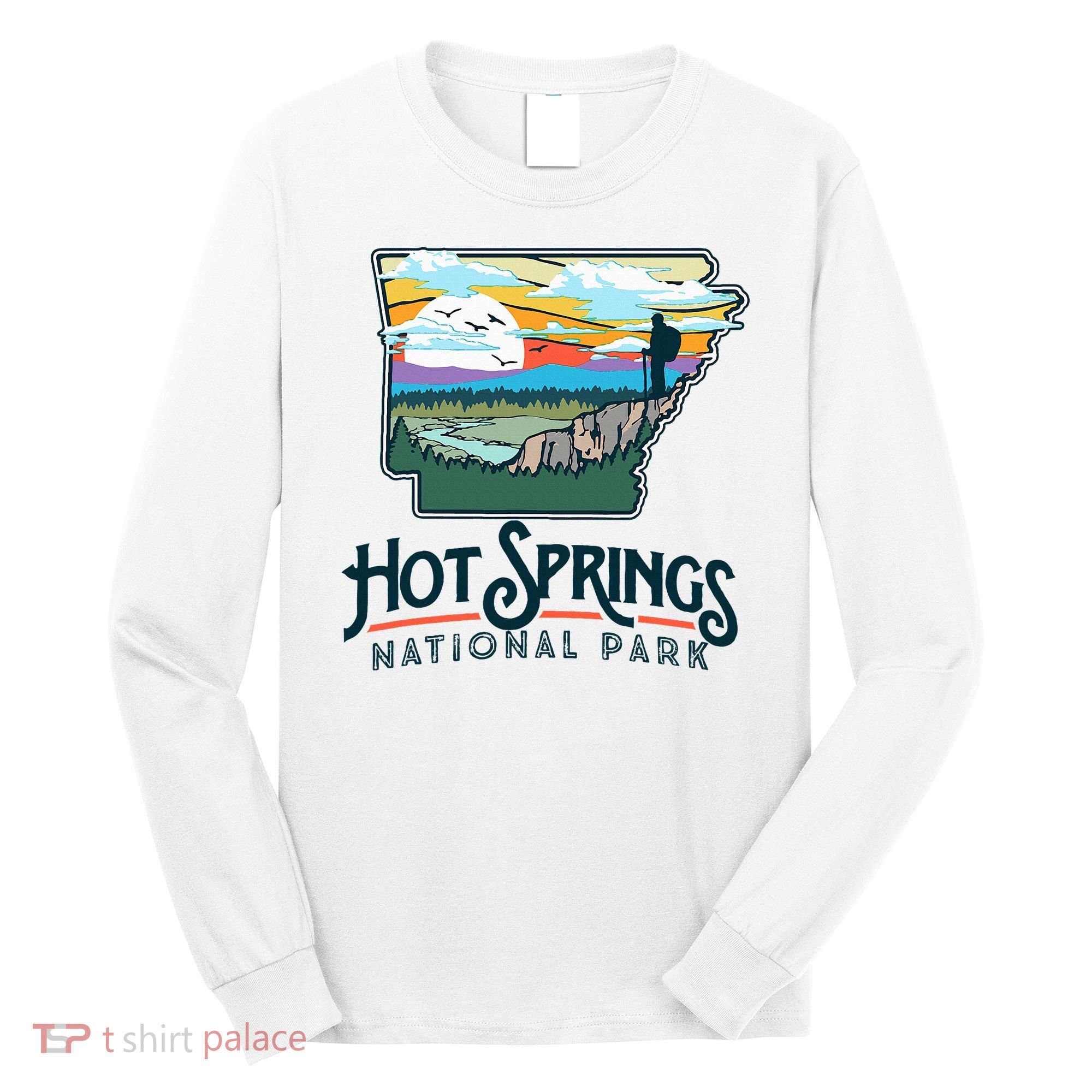 Hot Springs National Park Arkansas Nature Illustration  Long Sleeve Shirt