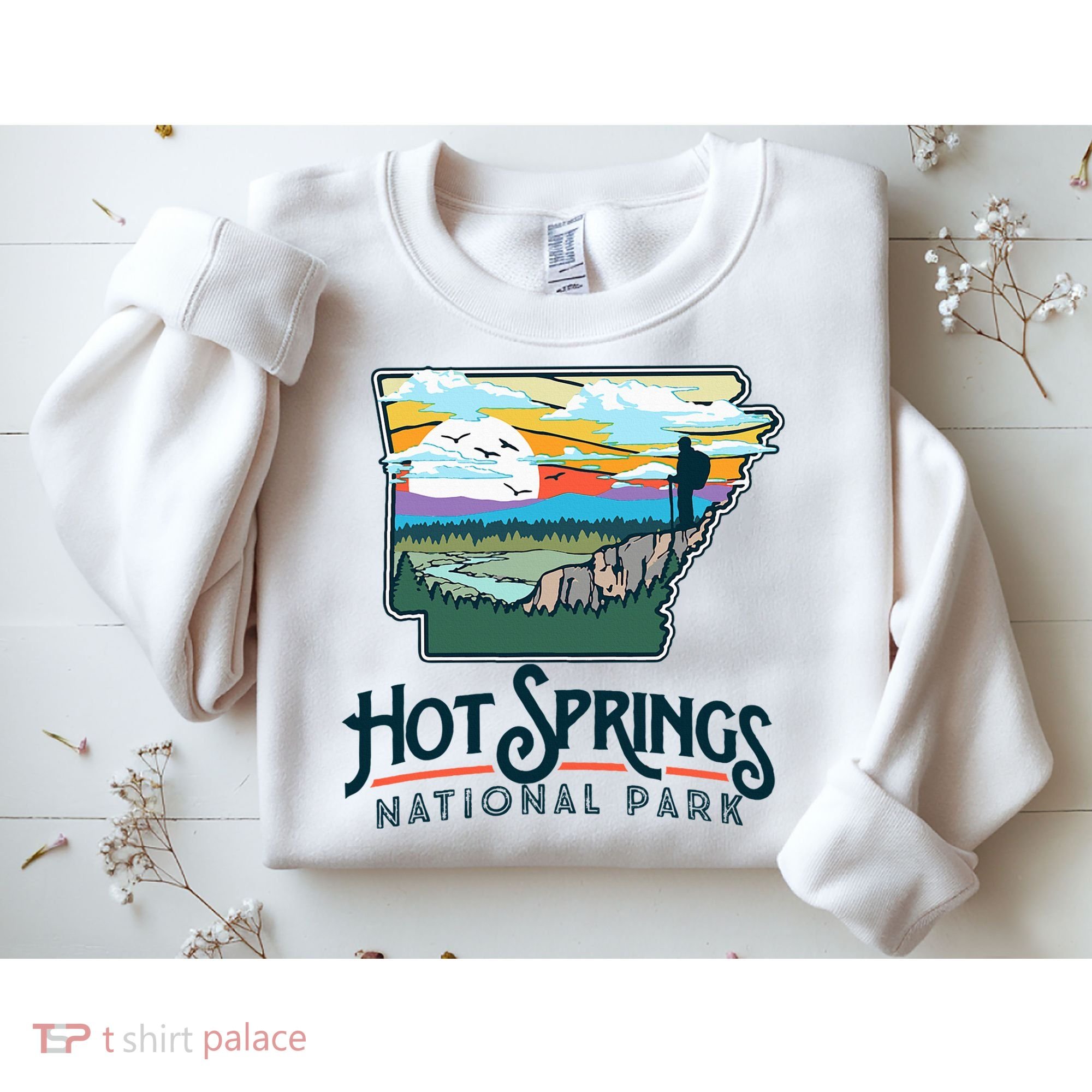 Hot Springs National Park Arkansas Nature Illustration  Sweatshirt