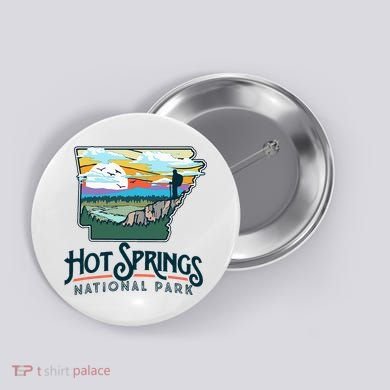Hot Springs National Park Arkansas Nature Illustration  Button