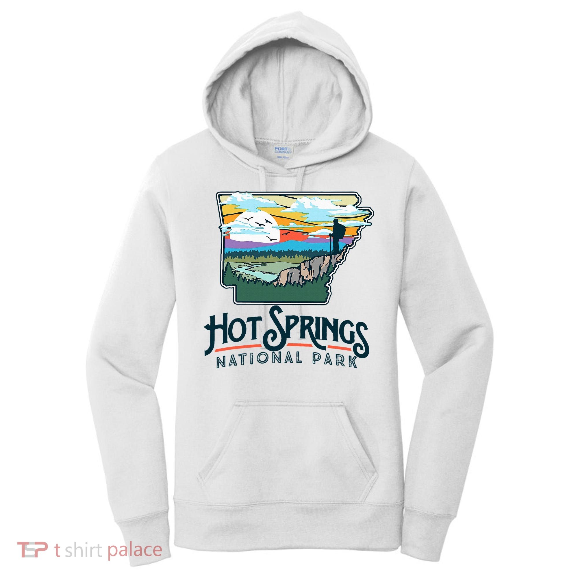 Hot Springs National Park Arkansas Nature Illustration  Women's Hoodie