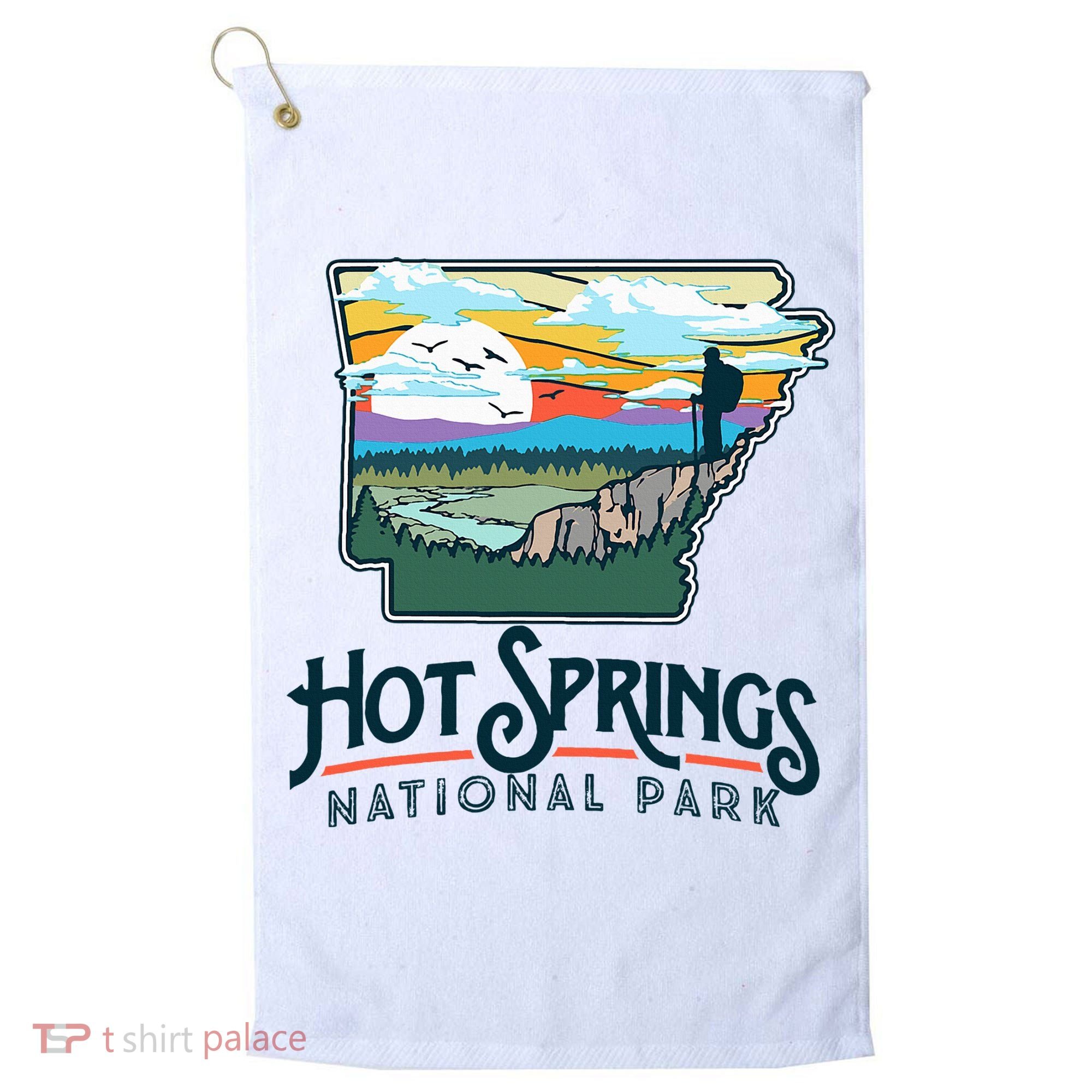 Hot Springs National Park Arkansas Nature Illustration  Golf Towel