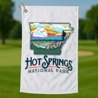 Hot Springs National Park Arkansas Nature Illustration  Golf Towel thumb 1