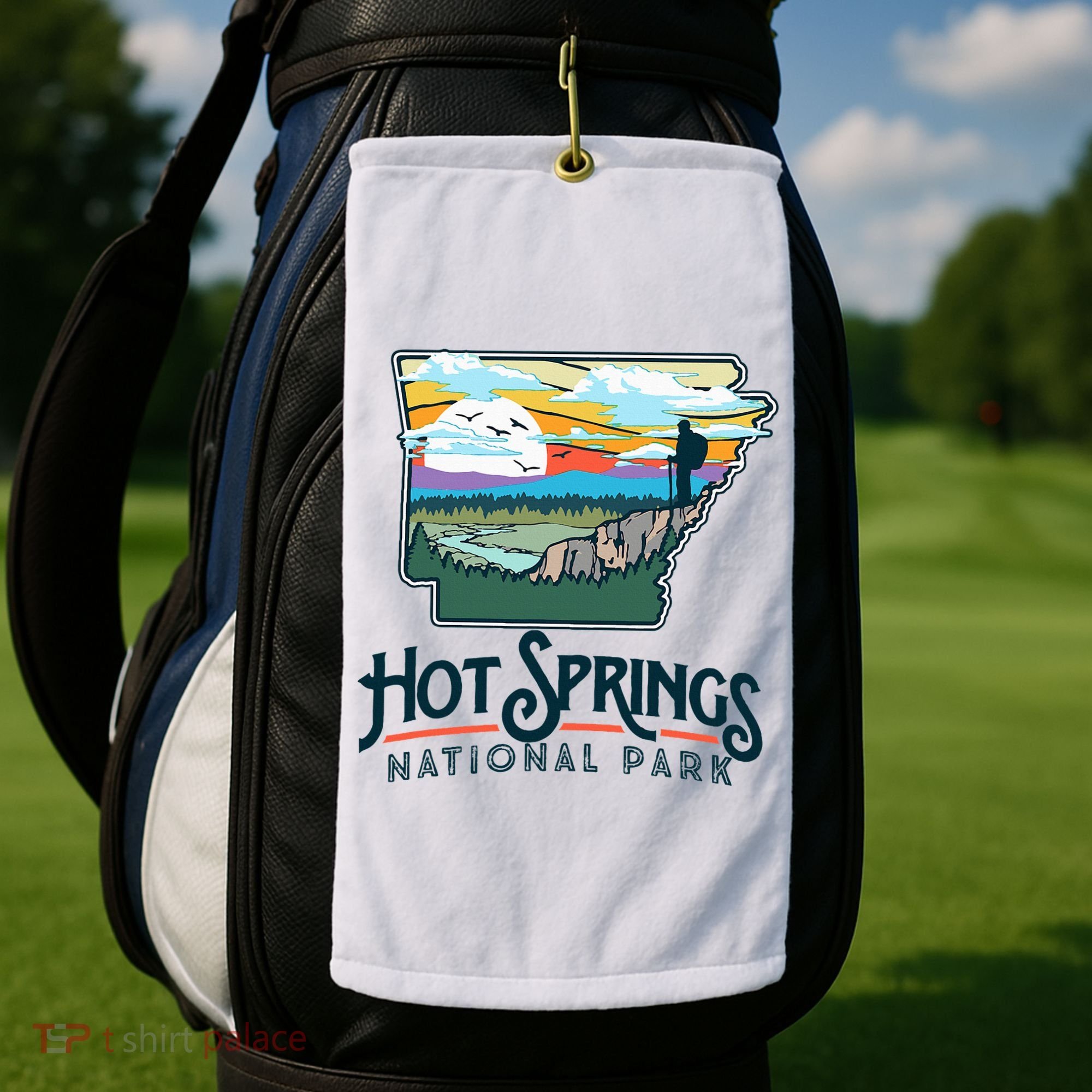 Hot Springs National Park Arkansas Nature Illustration  Golf Towel