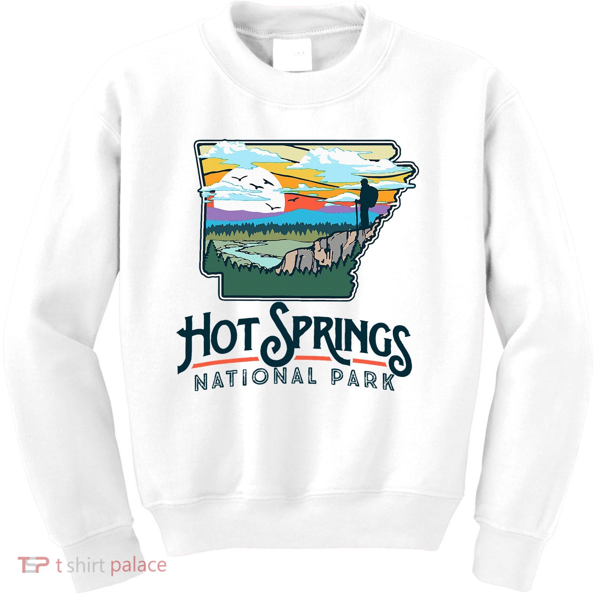 Hot Springs National Park Arkansas Nature Illustration  Kids Sweatshirt