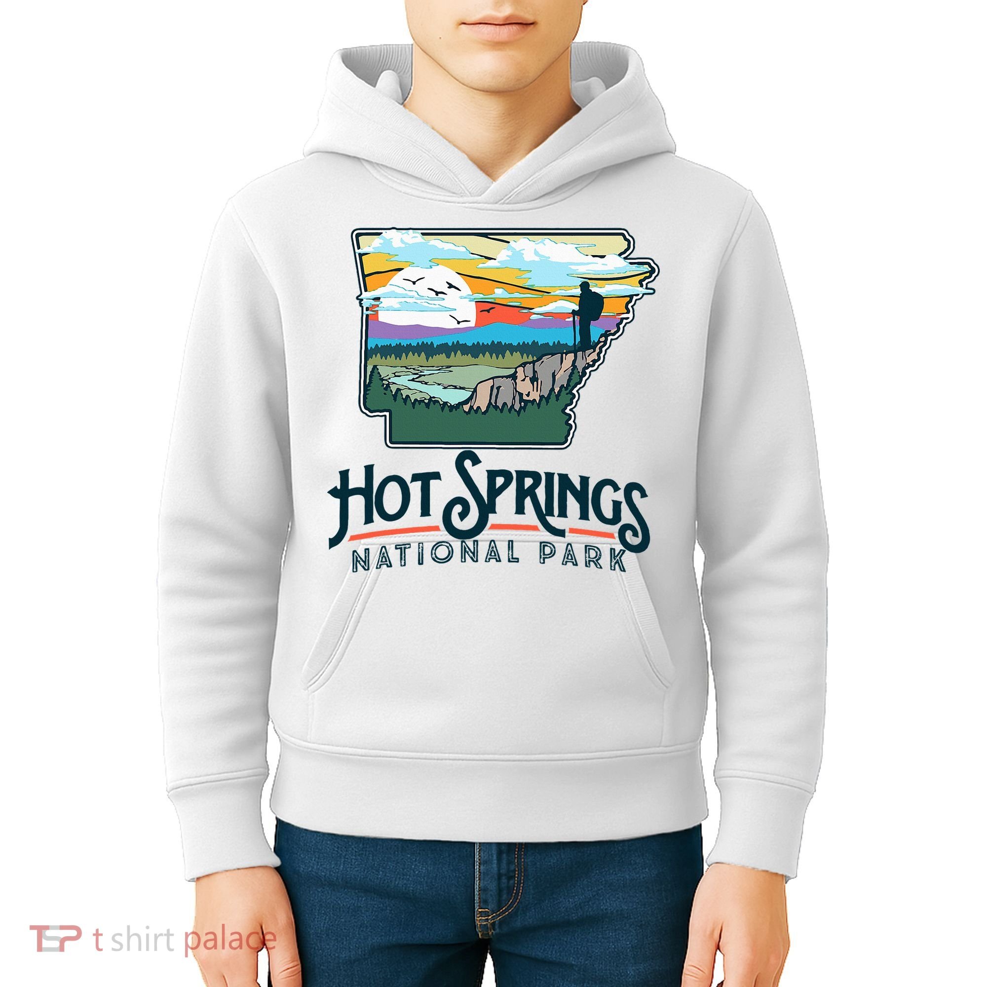 Hot Springs National Park Arkansas Nature Illustration  Kids Hoodie