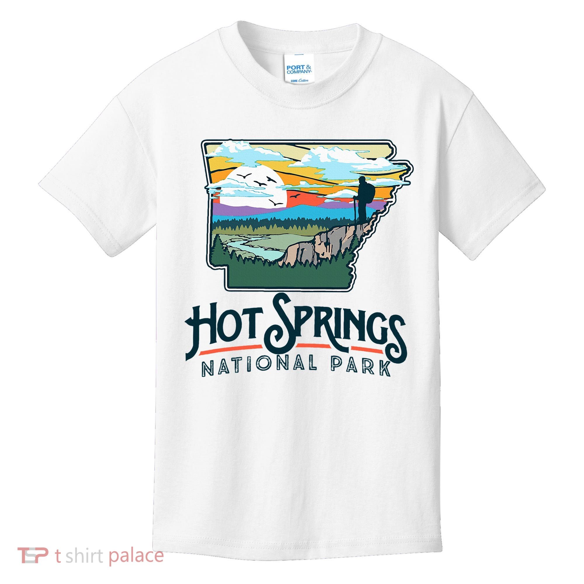 Hot Springs National Park Arkansas Nature Illustration  Kids T-Shirt