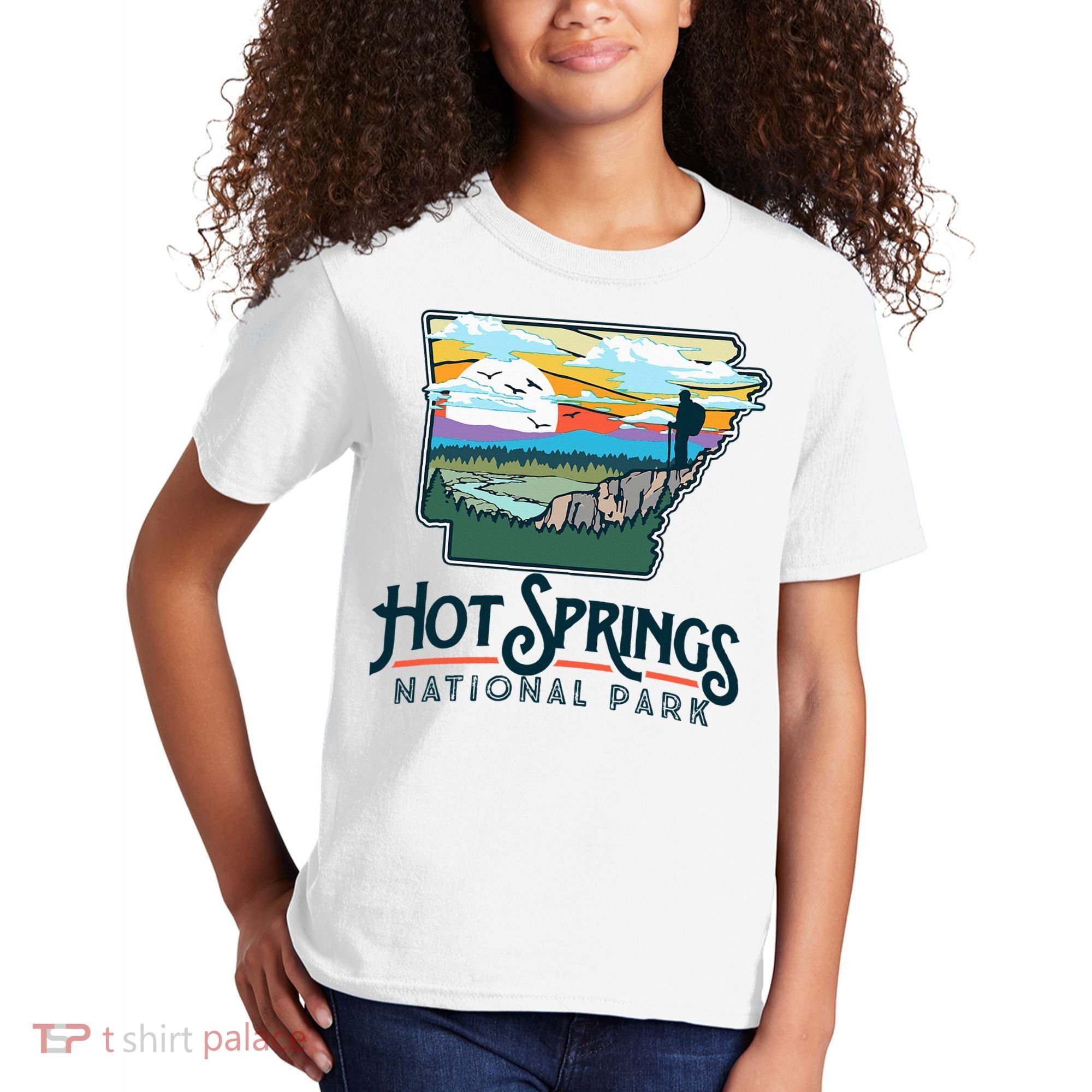 Hot Springs National Park Arkansas Nature Illustration  Kids T-Shirt