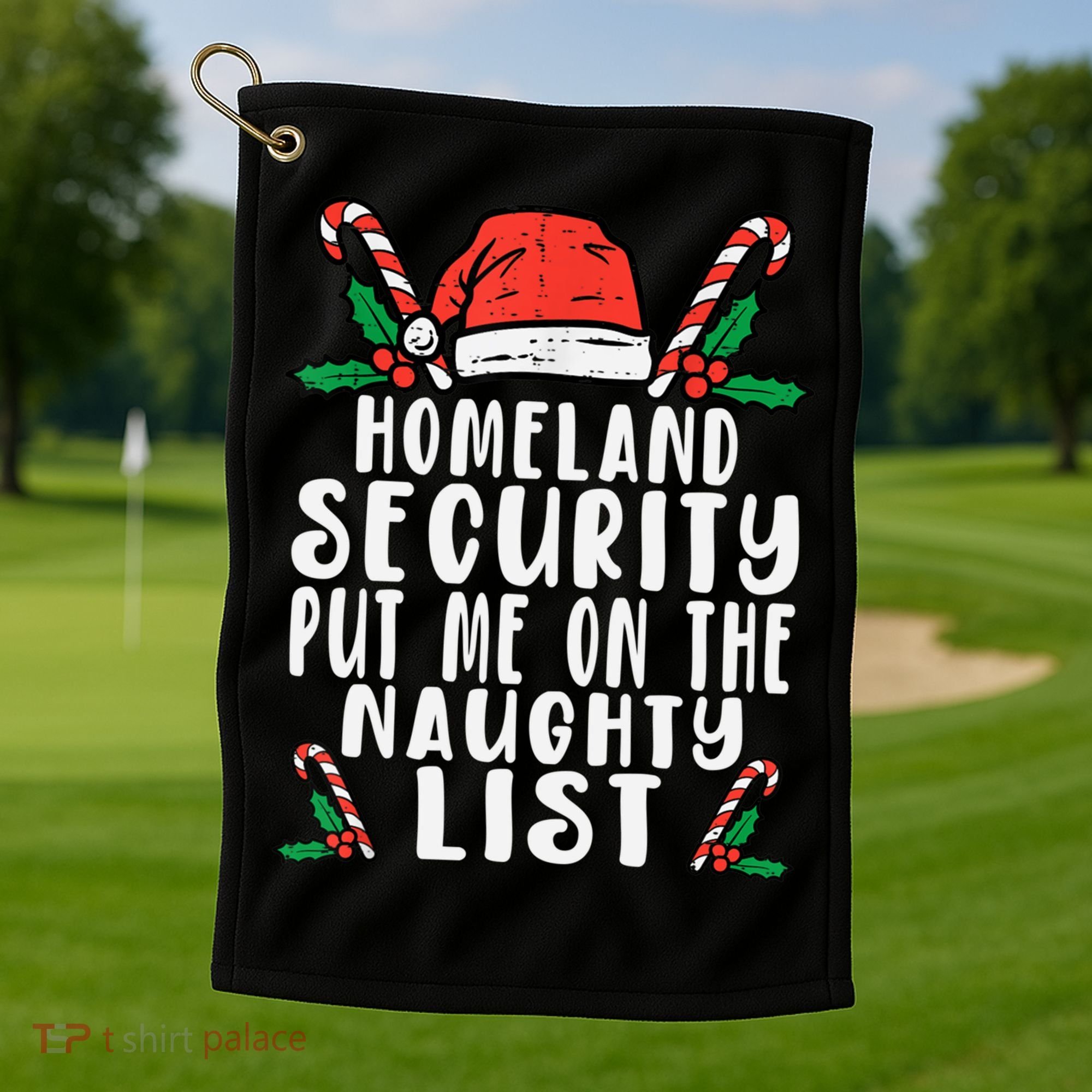 Homeland Security Naughty List Christmas Cute Gift Golf Towel