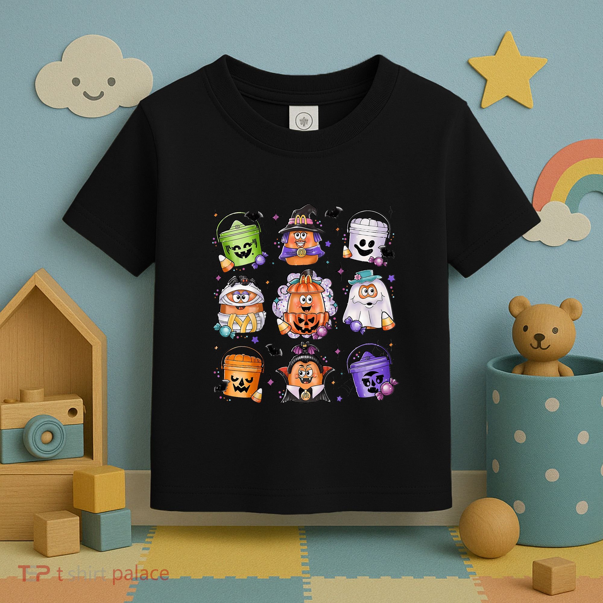 Halloween Spooky Nugget Cute Scary Movie Characters Night Toddler T-Shirt