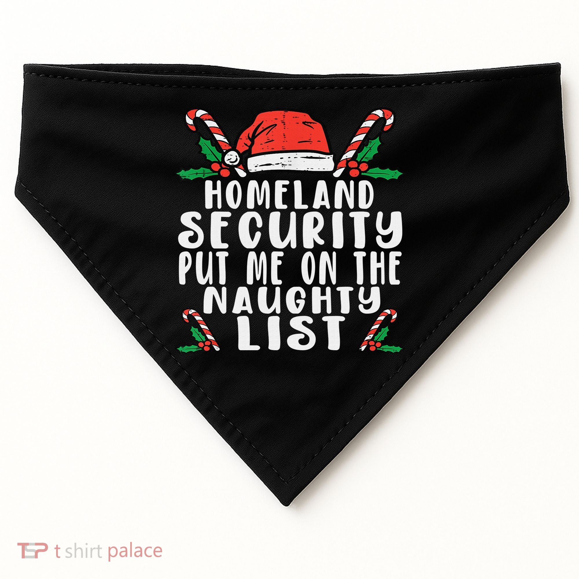 Homeland Security Naughty List Christmas USA-Made Doggie Bandana