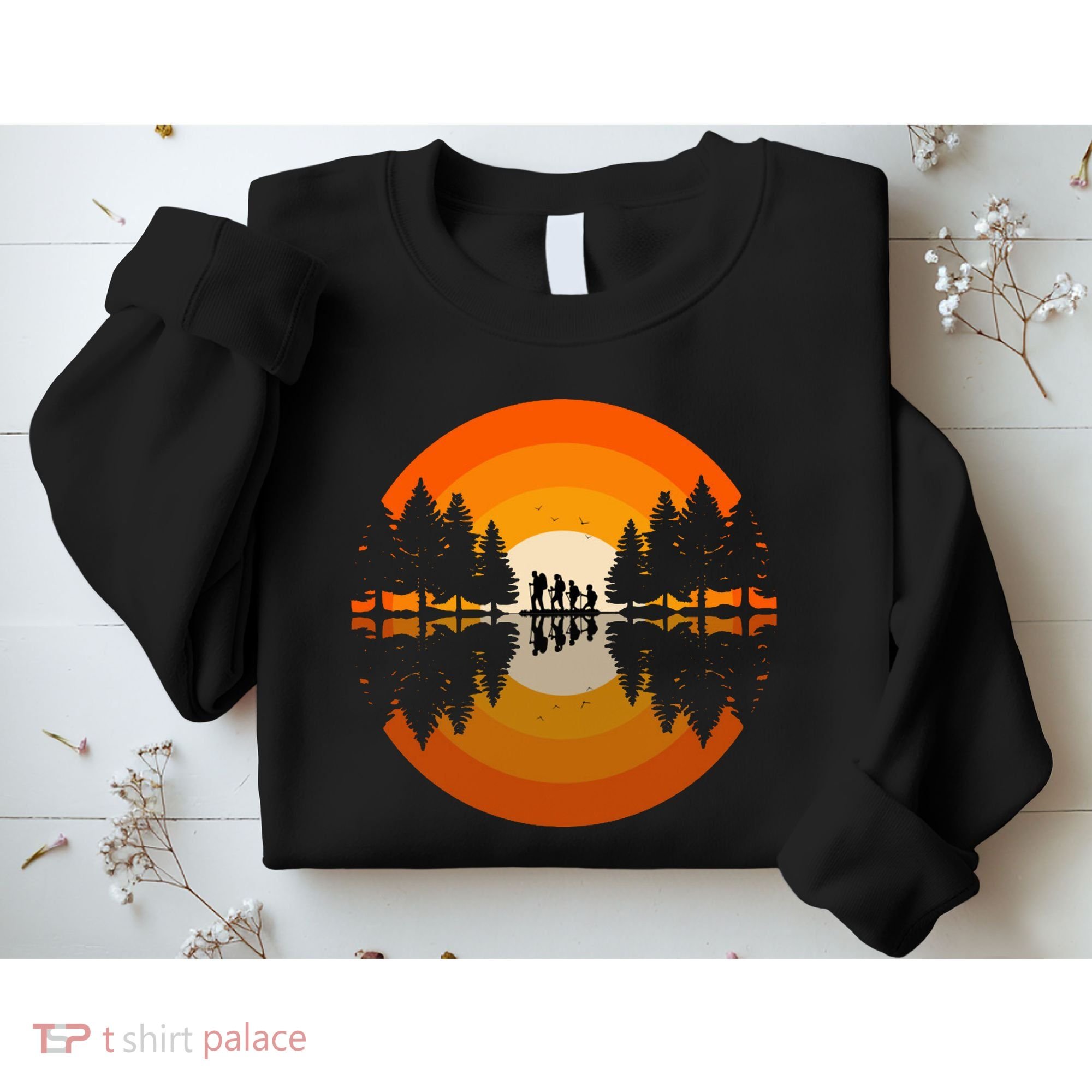 Hiker Sunset Nature Retro Gift Sweatshirt