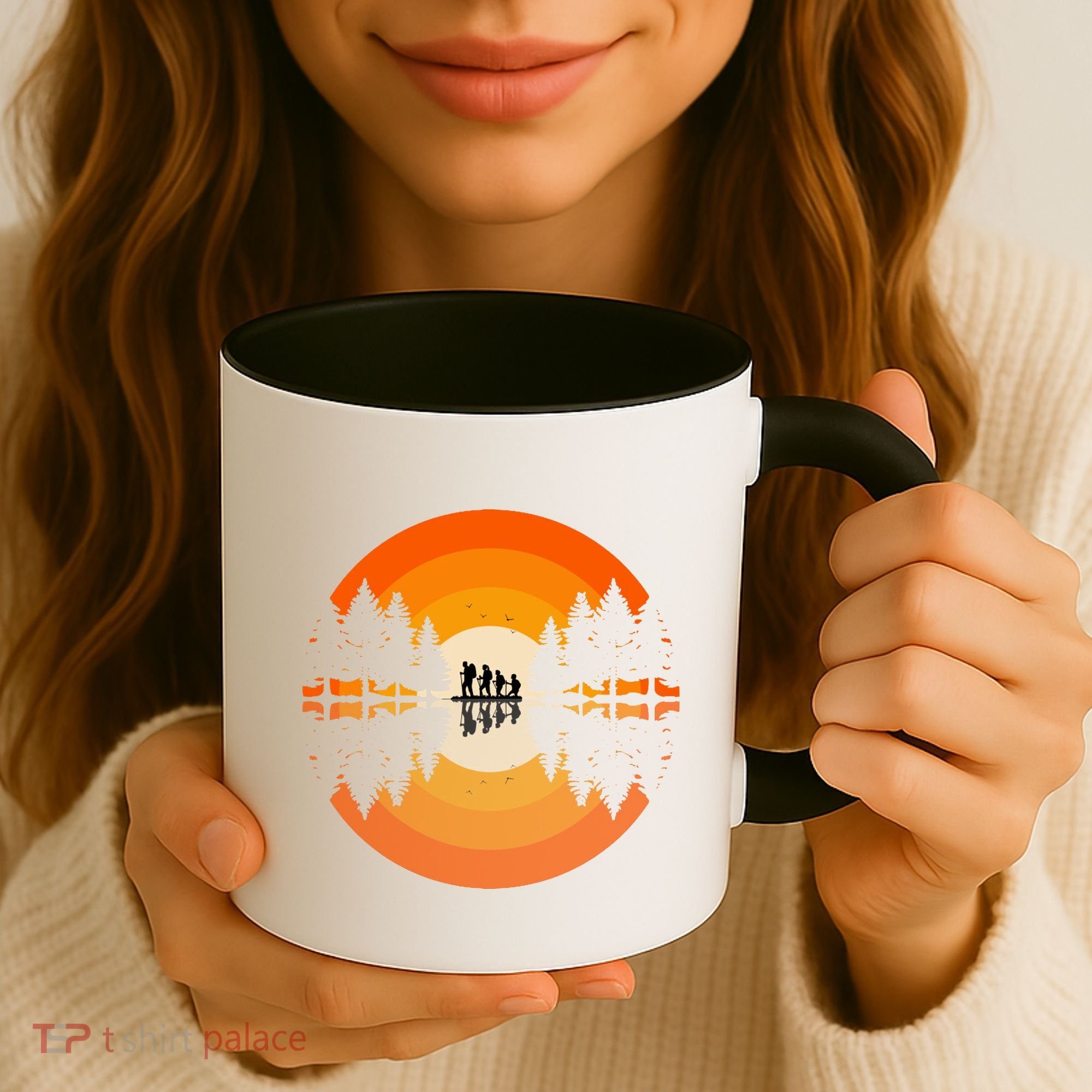 Hiker Sunset Nature Retro Gift Coffee Mug