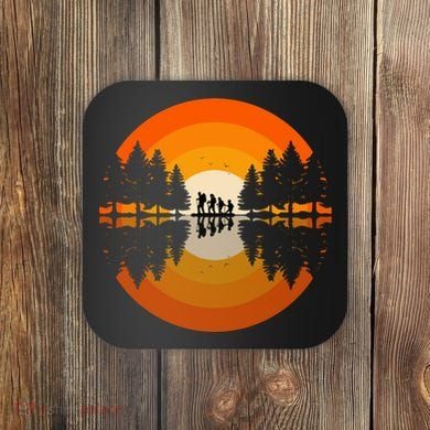 Hiker Sunset Nature Retro Gift Coaster