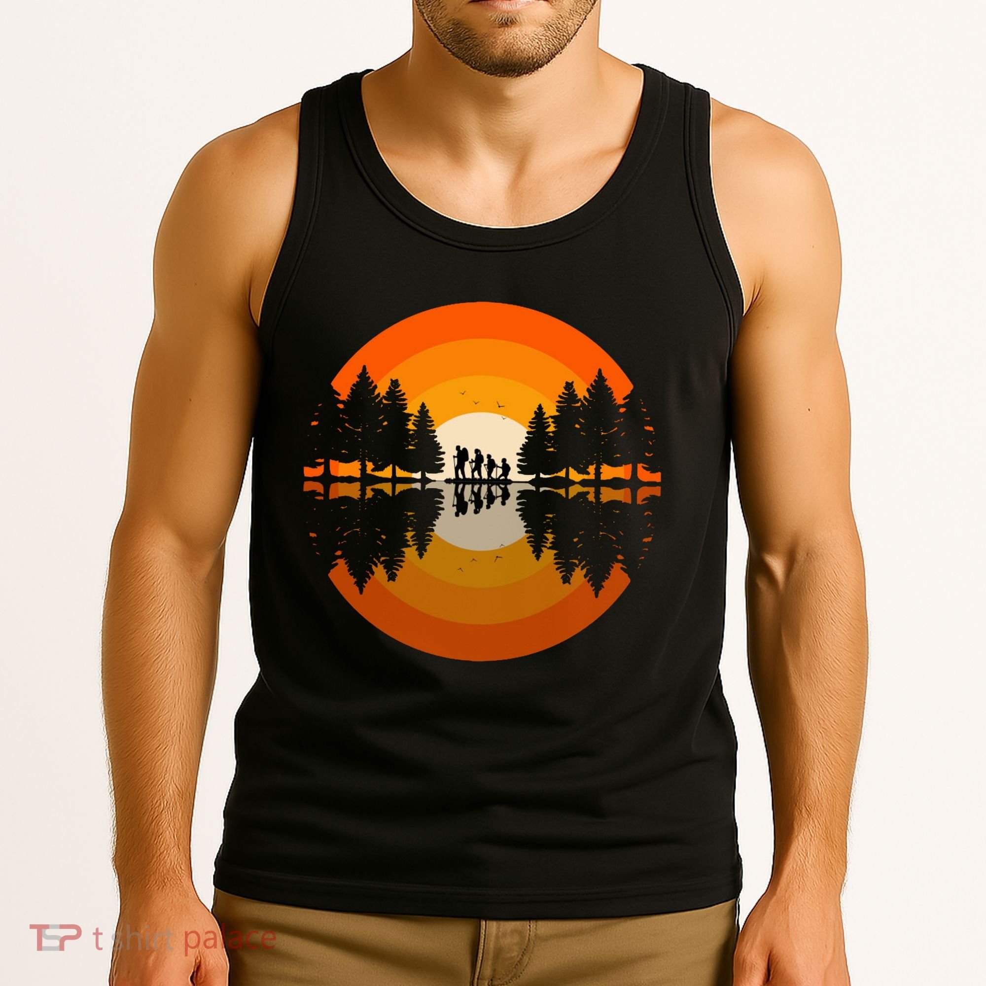 Hiker Sunset Nature Retro Gift Tank Top