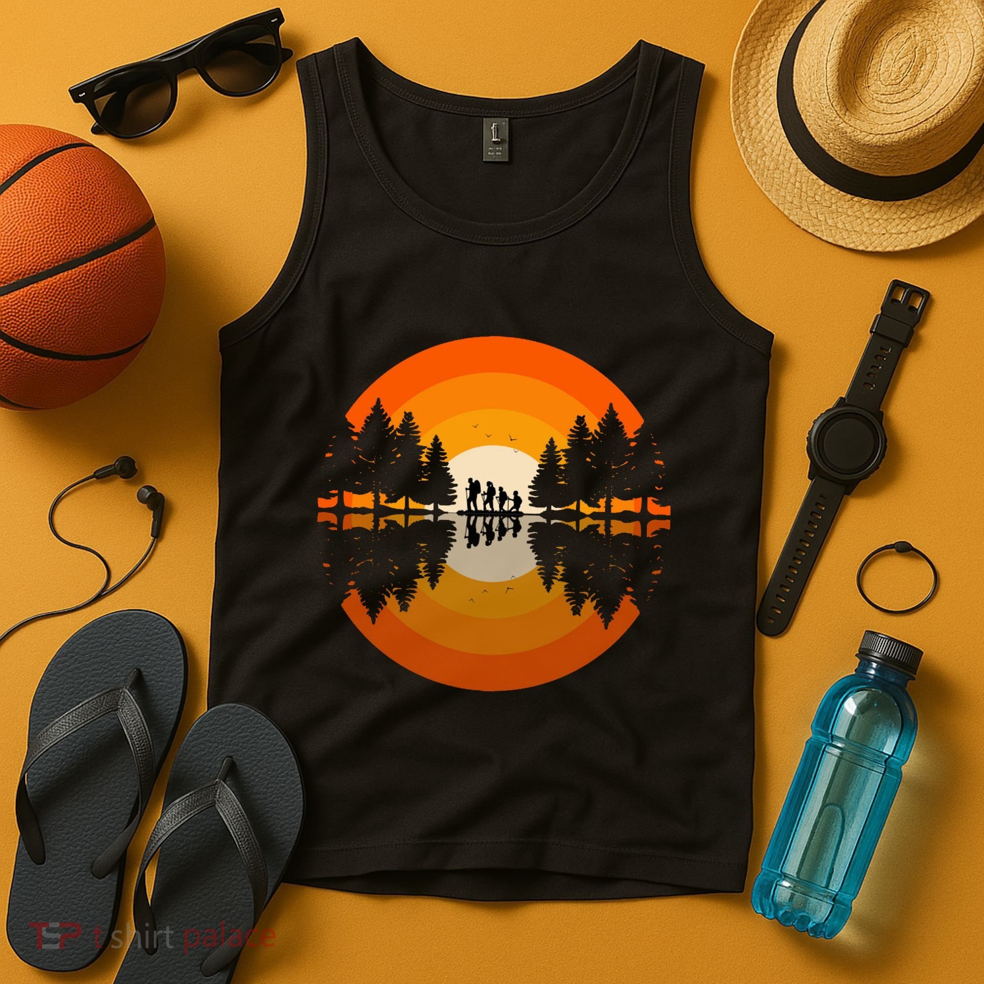 Hiker Sunset Nature Retro Gift Tank Top