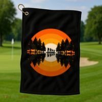 Hiker Sunset Nature Retro Gift Golf Towel thumb 1